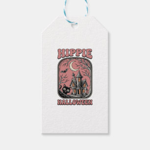 Hippie Halloween Katze Spukhaus Vintage Design_ Geschenkanhänger