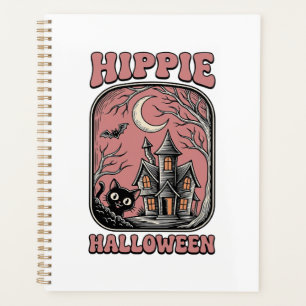 Hippie Halloween Katze Spukhaus Vintage Design_ Planer