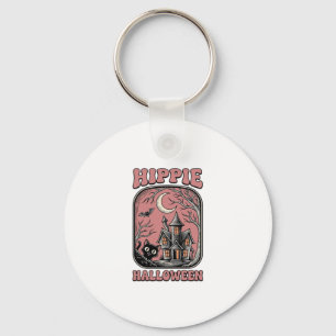 Hippie Halloween Katze Spukhaus Vintage Design_ Schlüsselanhänger