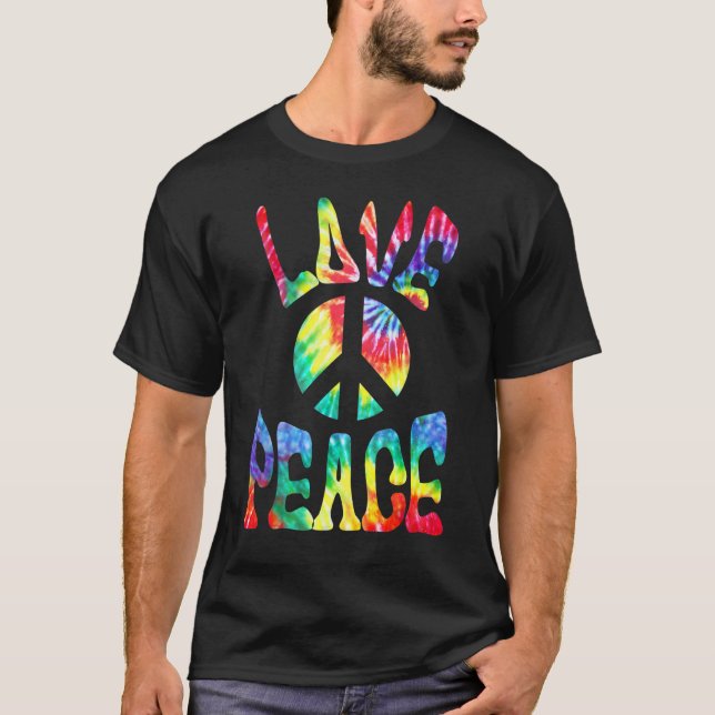 Hippie Halloween Kostüm Friedenszeichen Liebe 60er T-Shirt (Vorderseite)