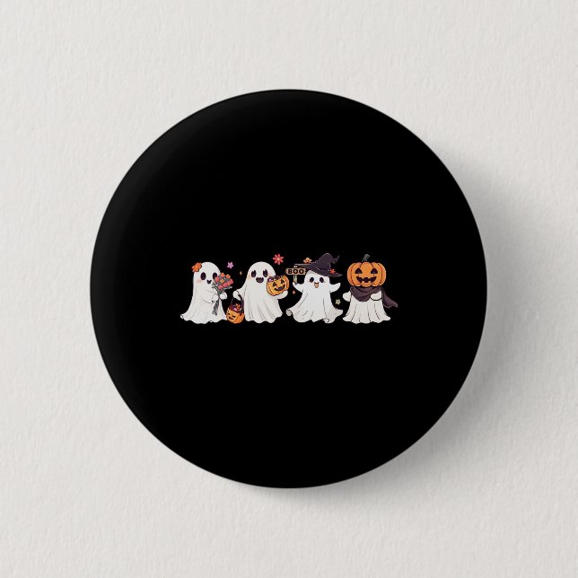 Hippie Halloween Niedlich Ghost Boo Spooky Saisonp Button (Vorderseite)