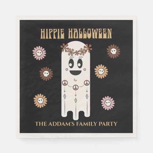Hippie Halloween Niedlich Ghost Serviette (Vorderseite)