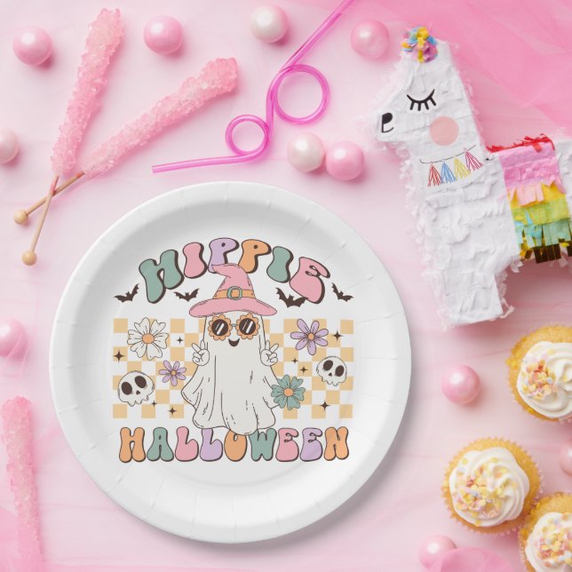 Hippie Halloween Pappteller (Party)