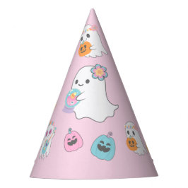 Hippie Halloween Pink Ghost Partyhütchen