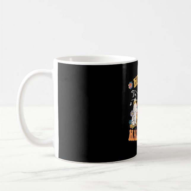 Hippie Halloween Retro Floral Ghost Pumpkin Kaffeetasse (Links)