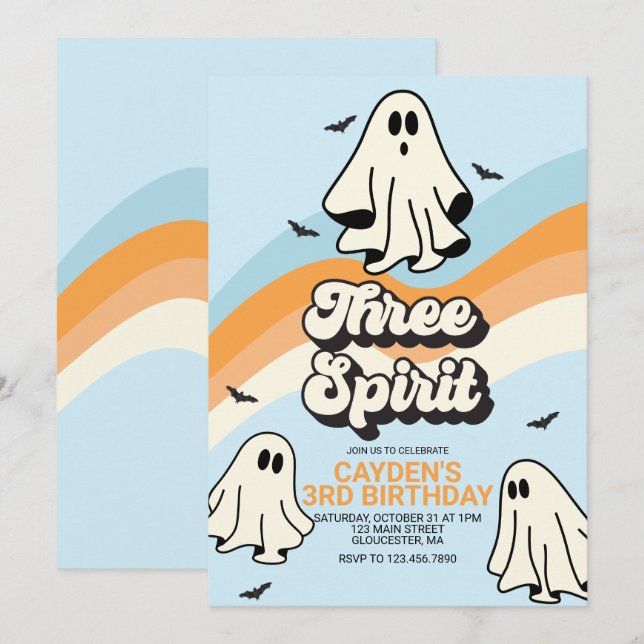 Hippie Halloween Retro Geist Drei Geist Einladung (Vorne/Hinten)