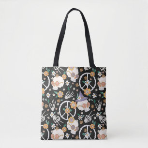 Hippie Halloween Skulls und Blume Muster