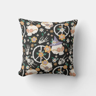 Hippie Halloween Skulls und Blume Muster Kissen