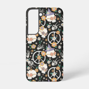 Hippie Halloween Skulls und Blume Muster Samsung Galaxy Hülle
