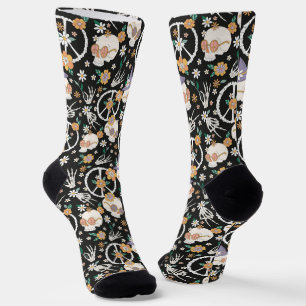 Hippie Halloween Skulls und Blume Muster Socken