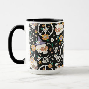 Hippie Halloween Skulls und Blume Muster Tasse