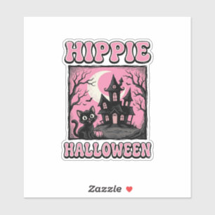 Hippie Halloween Vintage Spukhaus Katze T-Shirt_1 Aufkleber