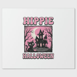 Hippie Halloween Vintage Spukhaus Katze T-Shirt_1 Geschenkpapier