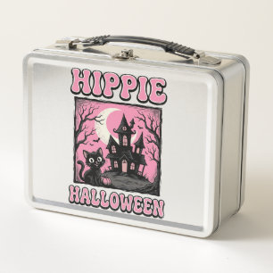 Hippie Halloween Vintage Spukhaus Katze T-Shirt_1 Metall Brotdose
