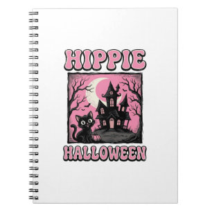 Hippie Halloween Vintage Spukhaus Katze T-Shirt_1 Notizblock