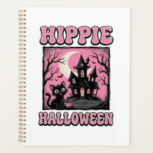 Hippie Halloween Vintage Spukhaus Katze T-Shirt_1 Planer