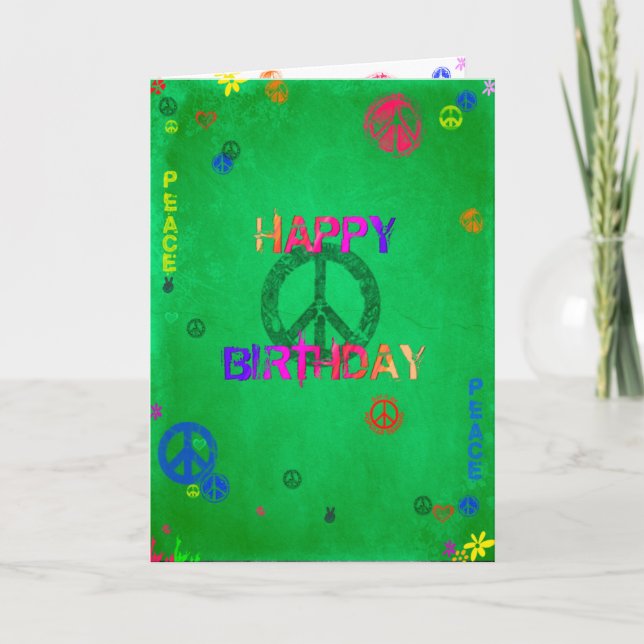 Hippie Happy Birthday Card Karte (Vorderseite)
