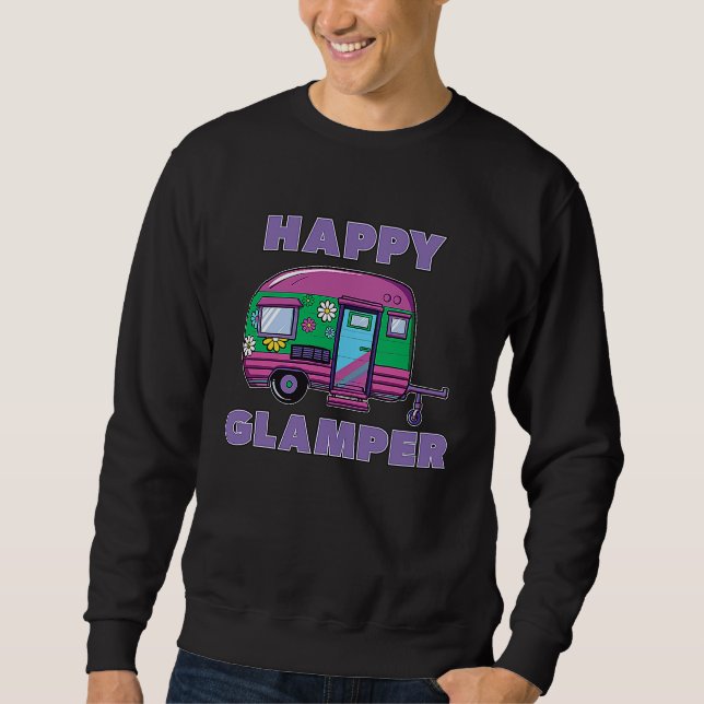 Hippie Happy Glamper Wohnwagen Leben Sweatshirt (Vorderseite)
