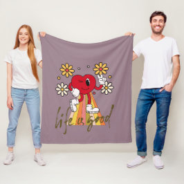 Hippie-Herd-Design mit Life-is-good-Botschaft Fleecedecke