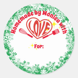 Hippie Herz personalisiert Weihnachtsgebäck Runder Aufkleber