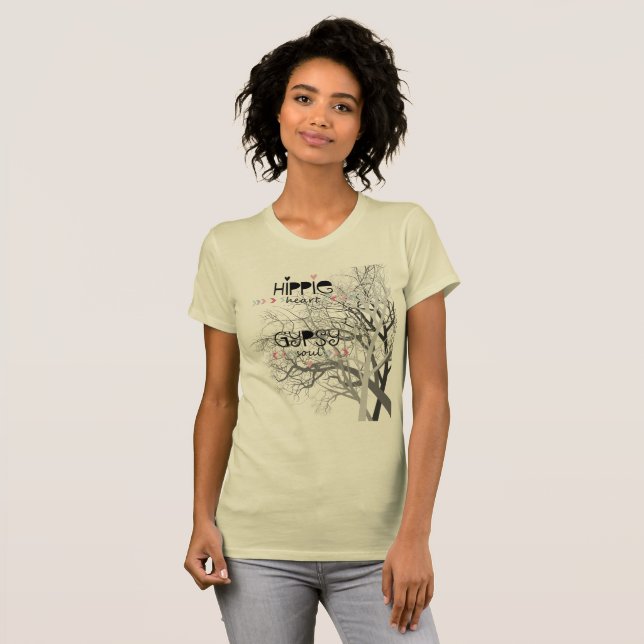 Hippie-Herz-Sinti und Roma-Soul-Baum des Lebens T-Shirt (Vorne ganz)