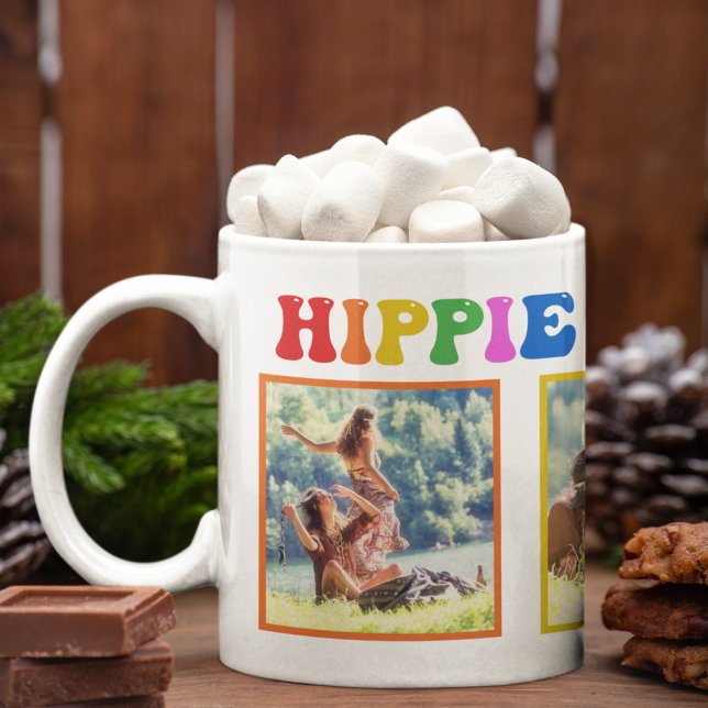 Hippie Holidays Farbenfrohe Regenbogen Retro 70er  Kaffeetasse (Von Creator hochgeladen)