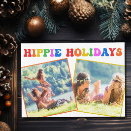 Hippie Holidays Foto Colorful Rainbow Retro 70er Feiertagskarte