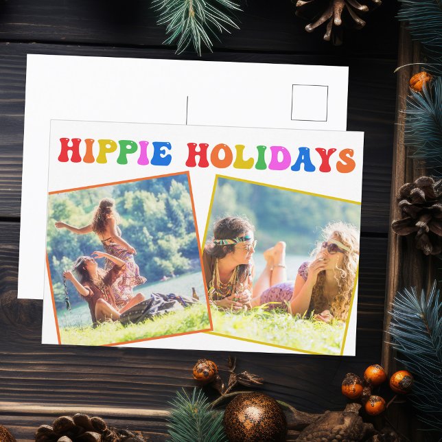 Hippie Holidays Foto Colorful Rainbow Retro 70er Postkarte (Von Creator hochgeladen)