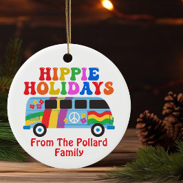 Hippie Holidays Niedlich Retro 70er Custom Christm Keramik Ornament