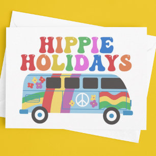 Hippie Holidays Niedlich Retro 70er farbenfroh, ku Feiertagskarte