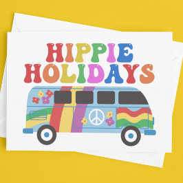 Hippie Holidays Niedlich Retro 70er farbenfroh, ku Feiertagskarte