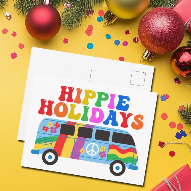 Hippie Holidays Niedlich Retro 70er Van Holiday Postkarte (Von Creator hochgeladen)