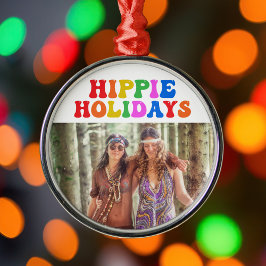 Hippie Holidays Vintag 70er Foto Weihnachten Ornament Aus Metall