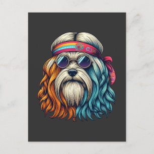Hippie-Hund der 1960er Jahre sehen sich lustigen T Postkarte