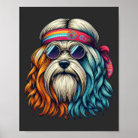 Hippie-Hund Kopf lustige Tiere Kunst der 60er Jahr