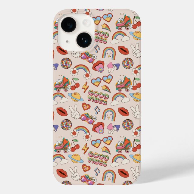 Hippie Icons Muster Case-Mate iPhone Hülle (Rückseite)