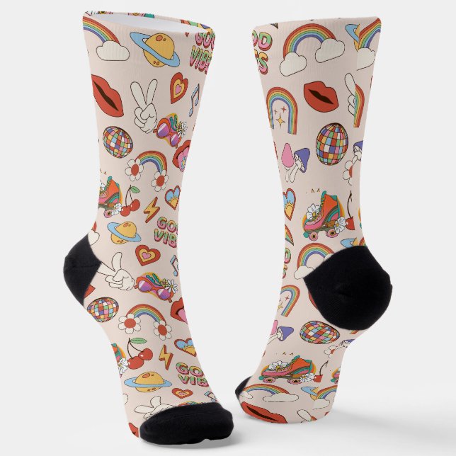 Hippie-Ikonen-Muster Socken (Gewinkelt)