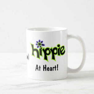 Hippie in Heart Black Green Art Name Personalisier Kaffeetasse