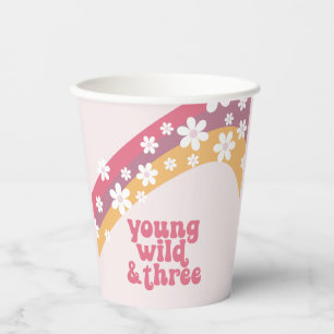 Hippie Jung Wild und Drei Daisy Geburtstag Pappbecher