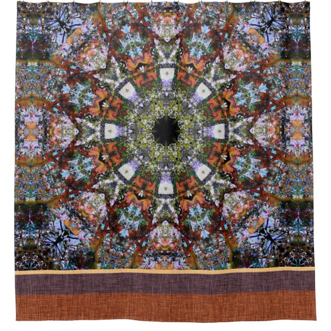 Hippie Kaleidoscope Mehrfarbig Mandala Stripe Duschvorhang (Vorderseite)