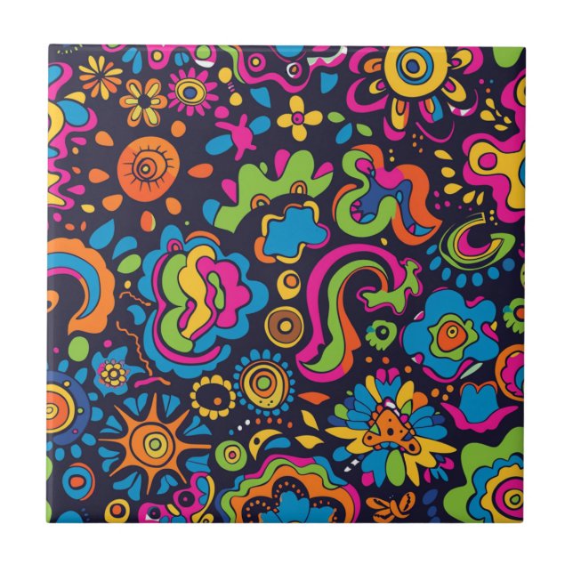 Hippie Keramik Tile Fliese (Vorderseite)