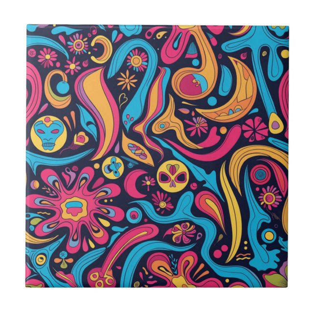 Hippie Keramik Tile Fliese (Vorderseite)