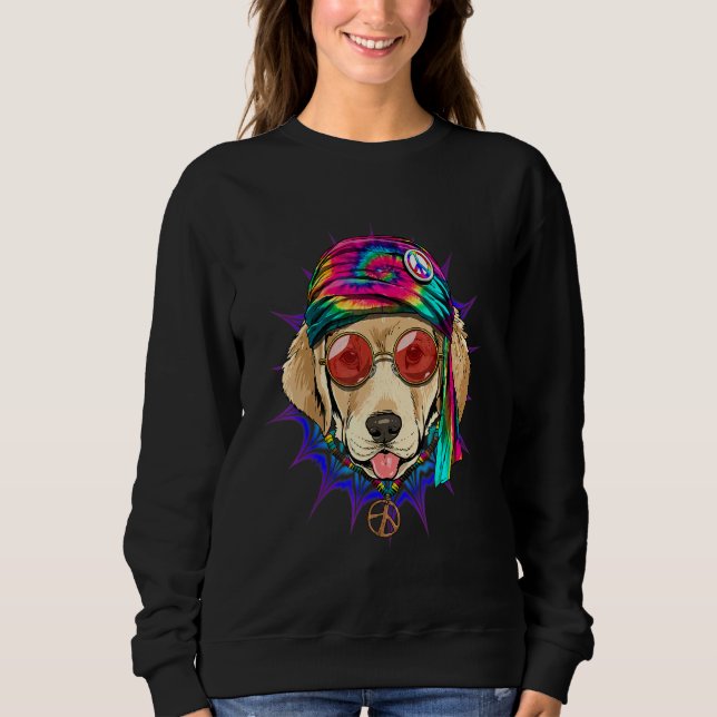 Hippie Labrador Retriever Tie Dye Peace Sign Psych Sweatshirt (Vorderseite)