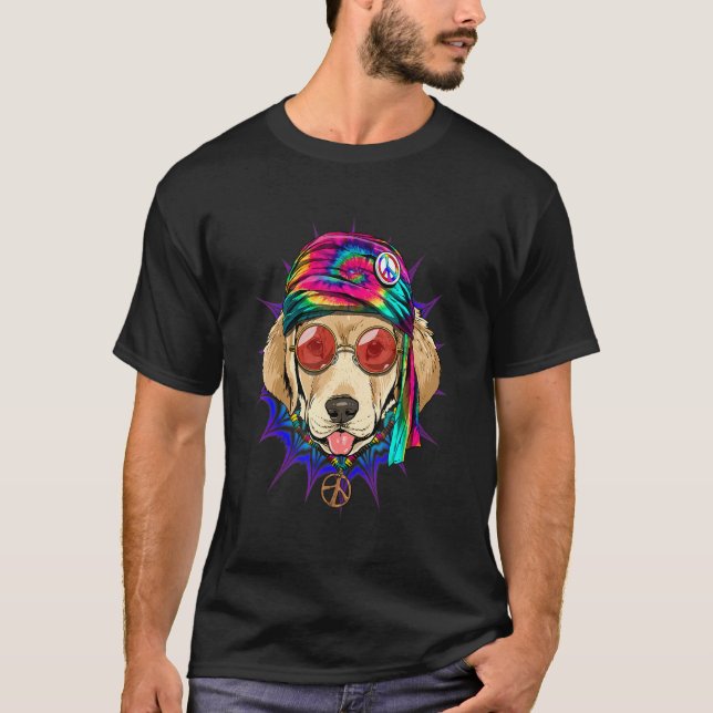 Hippie Labrador Retriever Tie Dye Peace Sign Psych T-Shirt (Vorderseite)