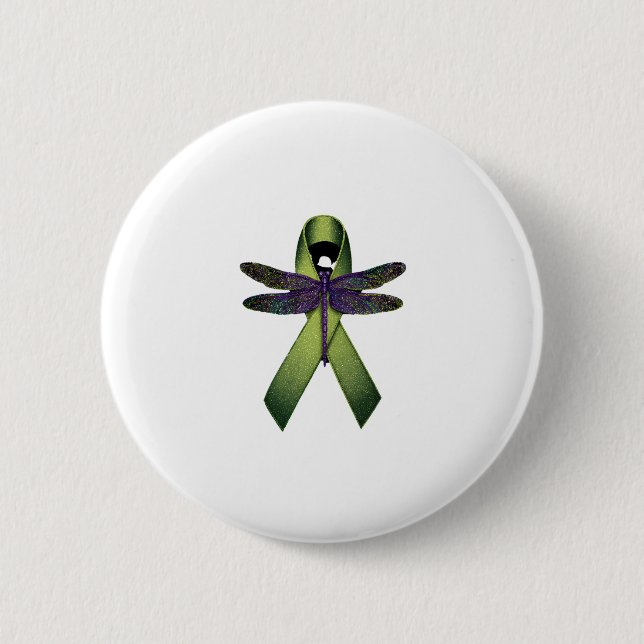 Hippie Libelle Grüne Schleife Zerebralparese bewus Button (Vorderseite)
