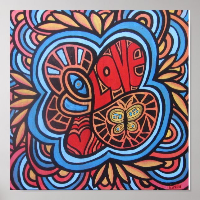 Hippie Liebe Akrylic Art Poster (Vorne)
