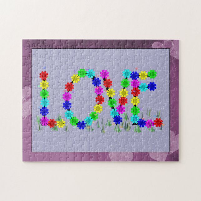 Hippie-Liebe-Blumen Puzzle (Horizontal)