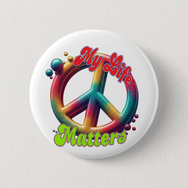 Hippie Liebe Frieden Leben Zählt Custom  Button (Vorderseite)