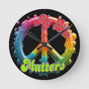 Hippie Liebe Frieden Leben Zählt Custom Runde Wanduhr