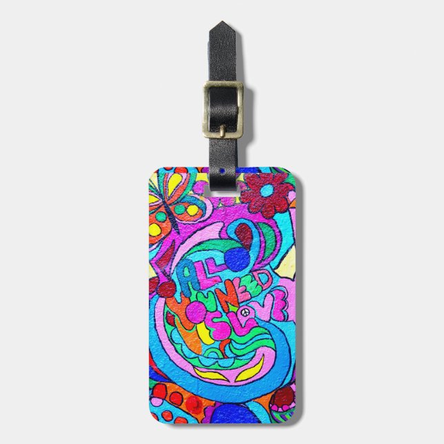 Hippie-Liebe im Stil der 70er Jahre Thunder_Cove Gepäckanhänger (Vorderseite vertikal)